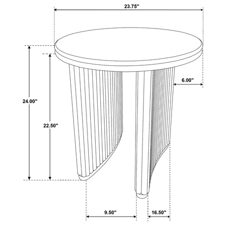 Adina Round Coffee & End Tables - Reeded Pedestal Base in Distressed Light Brown – view 17