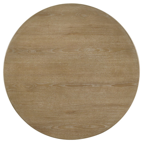 Adina Round Coffee & End Tables - Reeded Pedestal Base in Distressed Light Brown – view 8