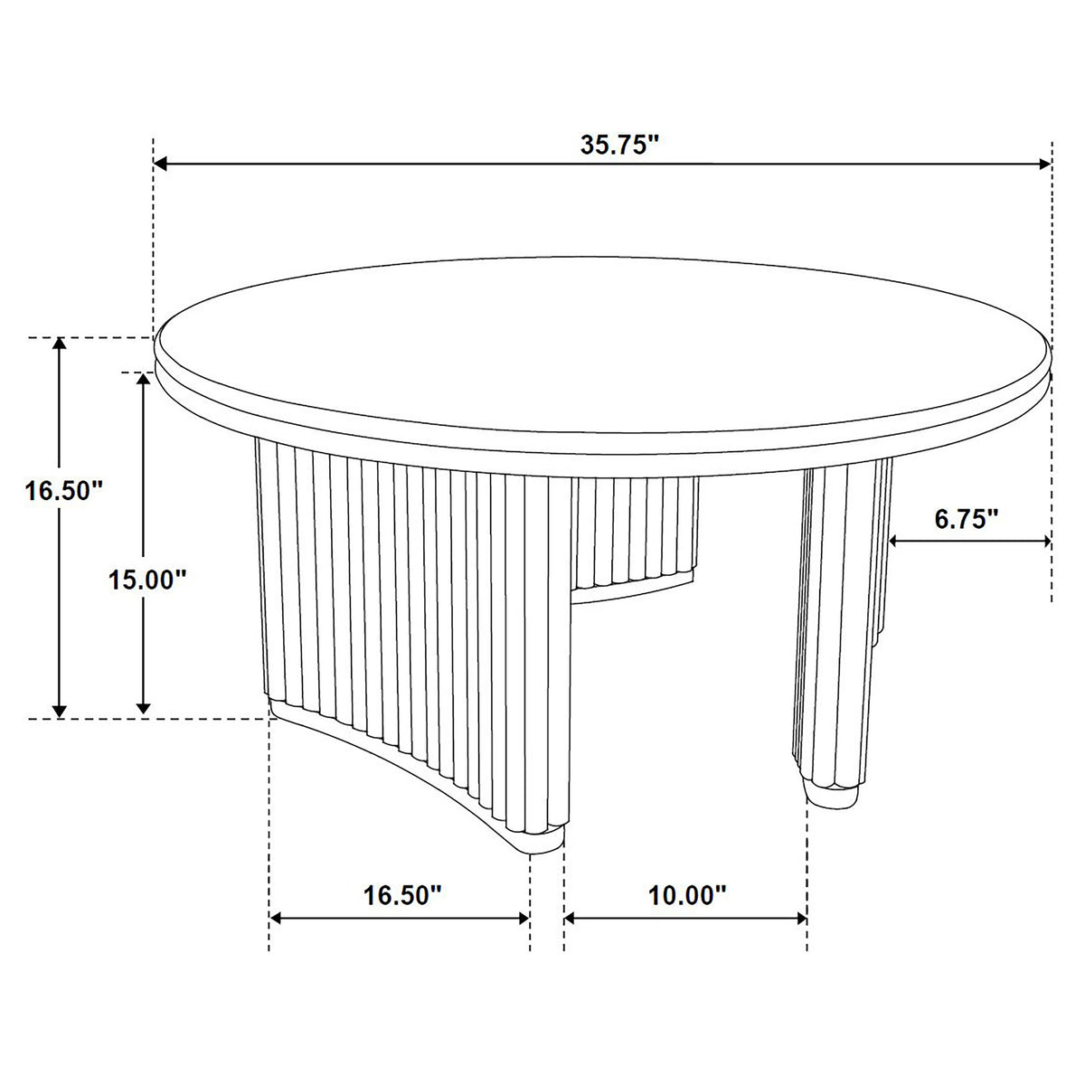 Adina Round Coffee & End Tables - Reeded Pedestal Base in Distressed Light Brown – view 10