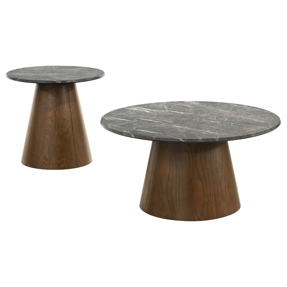 Franklin 36" Round Pedestal Coffee Table & End Table Sets - 2pcs- Coffee Table + End Table