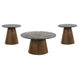 Franklin 36" Round Pedestal Coffee Table & End Table Sets - 3pcs- Coffee Table + 2 End Tables