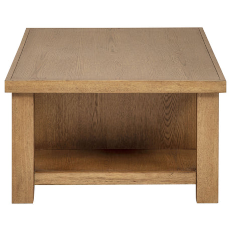 Beasley Coffee Table, Console & End Table - 2-Drawer Storage with Open Shelf in Golden Oak – view 6