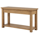 Beasley Coffee Table, Console & End Table - 2-Drawer Storage with Open Shelf in Golden Oak – view 8