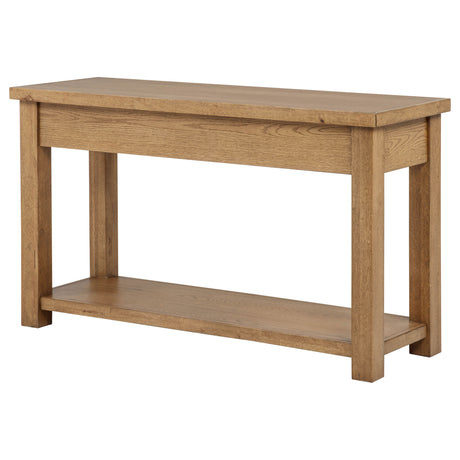 Beasley Coffee Table, Console & End Table - 2-Drawer Storage with Open Shelf in Golden Oak – view 8