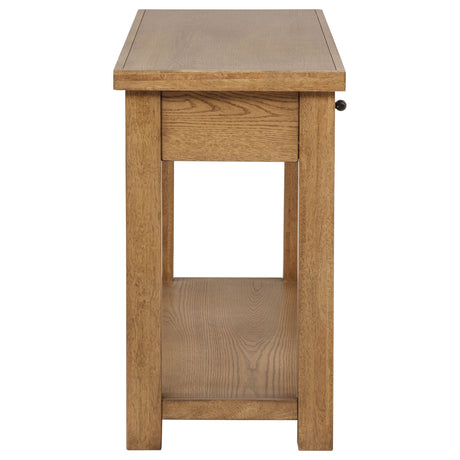 Beasley Coffee Table, Console & End Table - 2-Drawer Storage with Open Shelf in Golden Oak – view 9