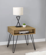 Fanning Lift-Top Coffee Table & End Table - Golden Oak with Black Hairpin Legs – view 2