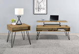 Fanning Lift-Top Coffee Table & End Table - Golden Oak with Black Hairpin Legs – view 14