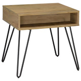 Fanning Lift-Top Coffee Table & End Table - Golden Oak with Black Hairpin Legs – view 16