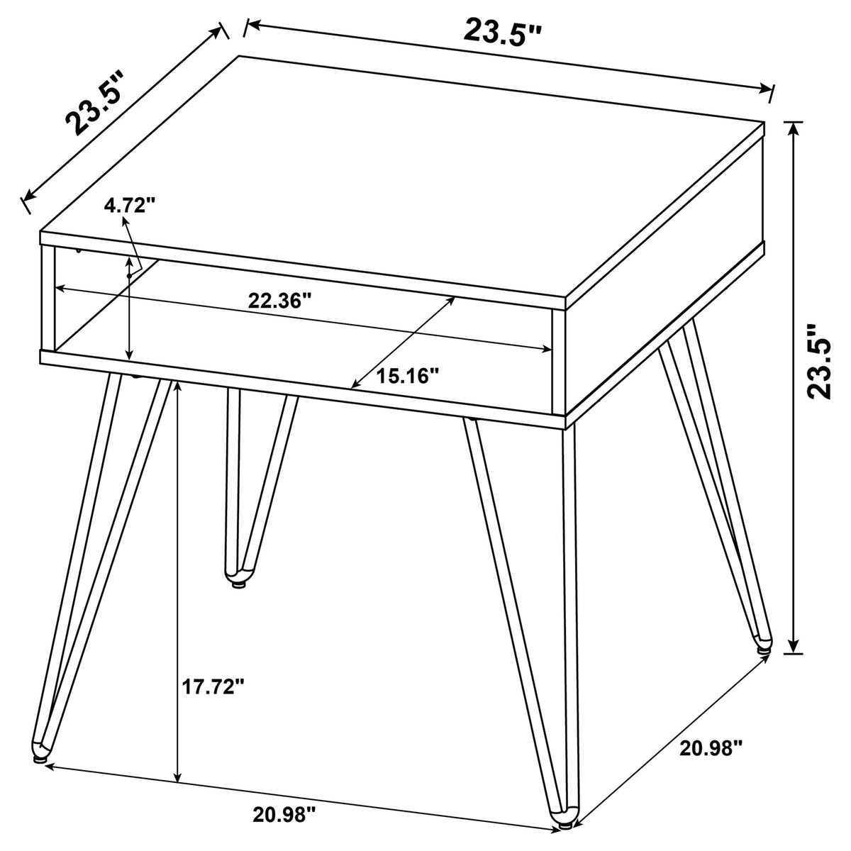 Fanning Lift-Top Coffee Table & End Table - Golden Oak with Black Hairpin Legs – view 19