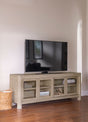 Solano 71" Arched TV Stand Media Console - Weathered Mango with Sliding Glass Doors – view 1