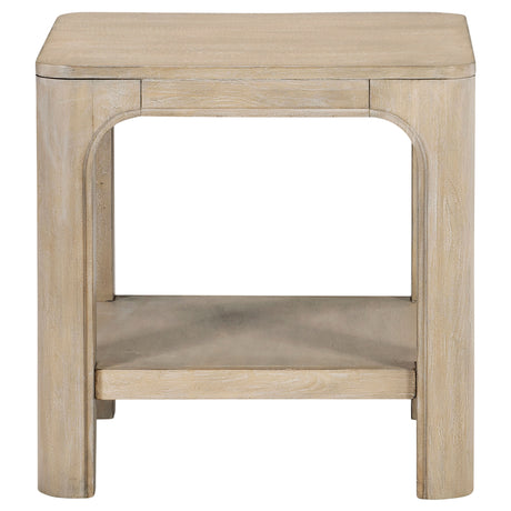 Solano Square Coffee Table, End Table & Console - Arched Legs with Shelf in Weathered Mango – view 15