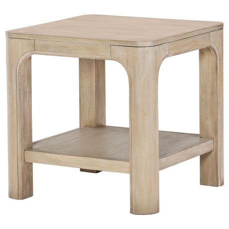 Solano Square Coffee Table, End Table & Console - Arched Legs with Shelf in Weathered Mango – view 16