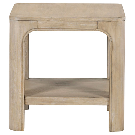 Solano Square Coffee Table, End Table & Console - Arched Legs with Shelf in Weathered Mango – view 17