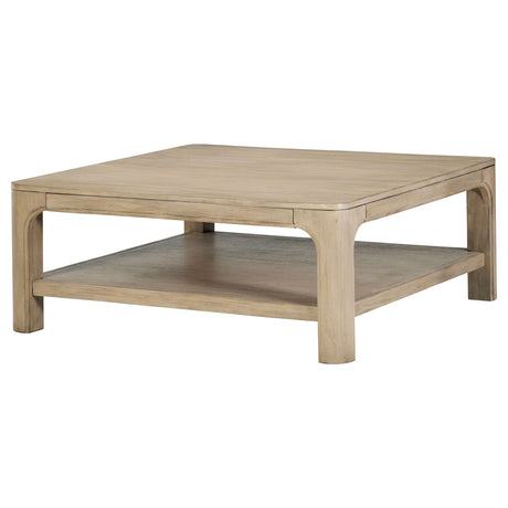 Solano Square Coffee Table, End Table & Console - Arched Legs with Shelf in Weathered Mango – view 10