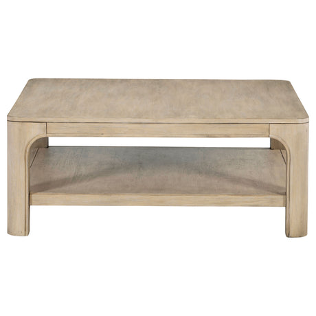 Solano Square Coffee Table, End Table & Console - Arched Legs with Shelf in Weathered Mango – view 11