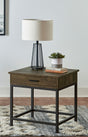Byers Lift-Top Coffee Table & End Table - Rustic Brown Oak with Sandy Black Metal Base – view 8