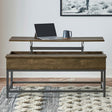 Byers Lift-Top Coffee Table & End Table - Rustic Brown Oak with Sandy Black Metal Base – view 1