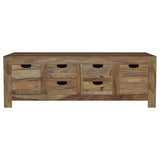 Esther 6-Drawer Solid Sheesham Wood Coffee Table - Rustic Natural Finish with Cut-Out Handles – view 4