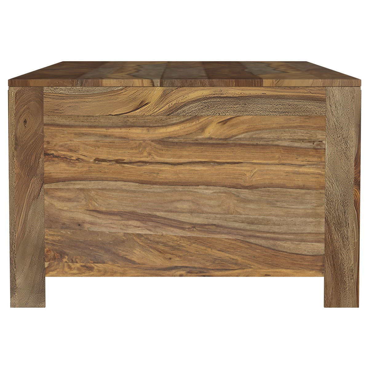 Esther 6-Drawer Solid Sheesham Wood Coffee Table - Rustic Natural Finish with Cut-Out Handles – view 6