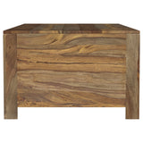 Esther 6-Drawer Solid Sheesham Wood Coffee Table - Rustic Natural Finish with Cut-Out Handles – view 6