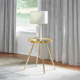 Kaelyn Round Mirror Top Nesting Coffee Table & End Table Sets - Glam Gold Metal Frame – view 2