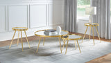 Kaelyn Round Mirror Top Nesting Coffee Table & End Table Sets - 4pcs- Nesting Coffee Tables + 2 End Tables