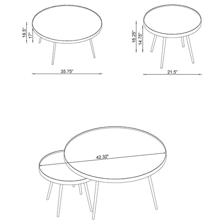 Kaelyn Round Mirror Top Nesting Coffee Table & End Table Sets - Glam Gold Metal Frame – view 20