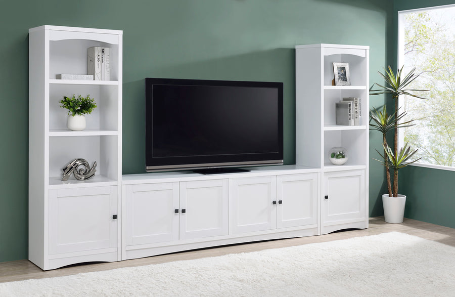 Laughlin 78" TV Stand & Entertainment Center with Media Towers - Adjustable Shelves in White