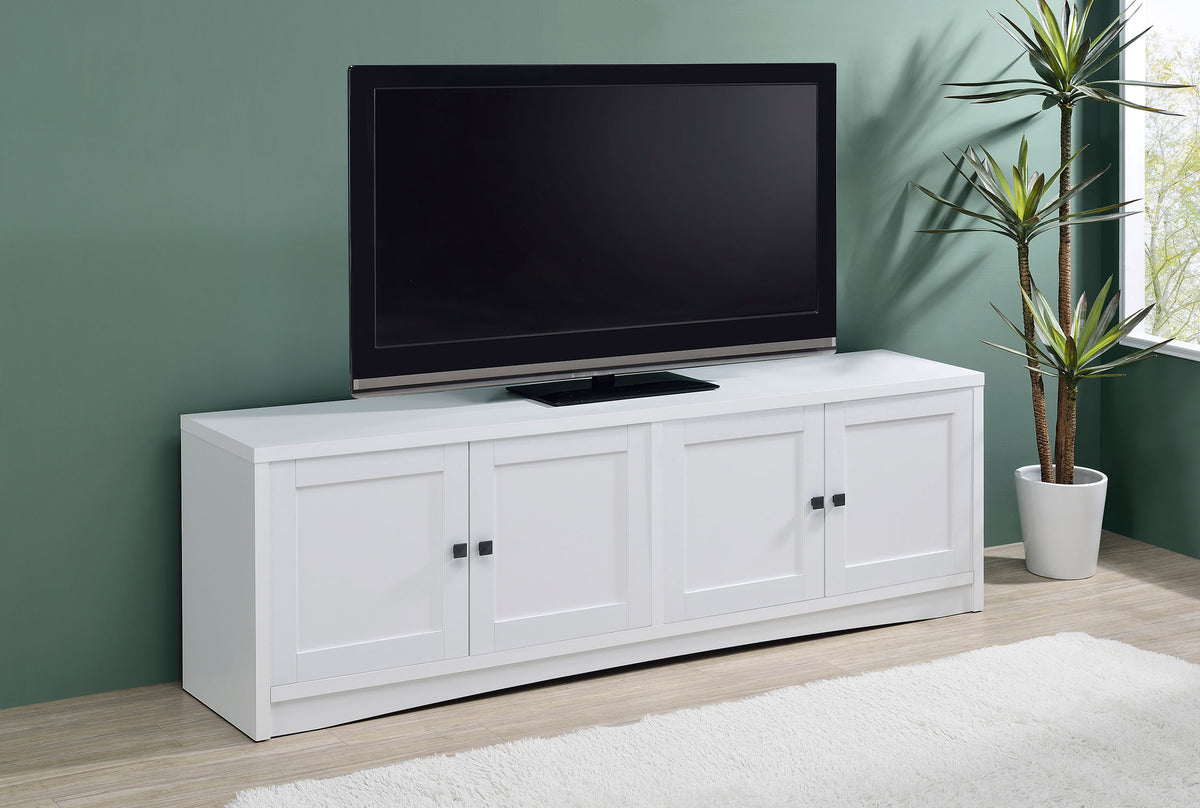 Laughlin 78" TV Stand & Entertainment Center with Media Towers - Adjustable Shelves in White - lifestyle