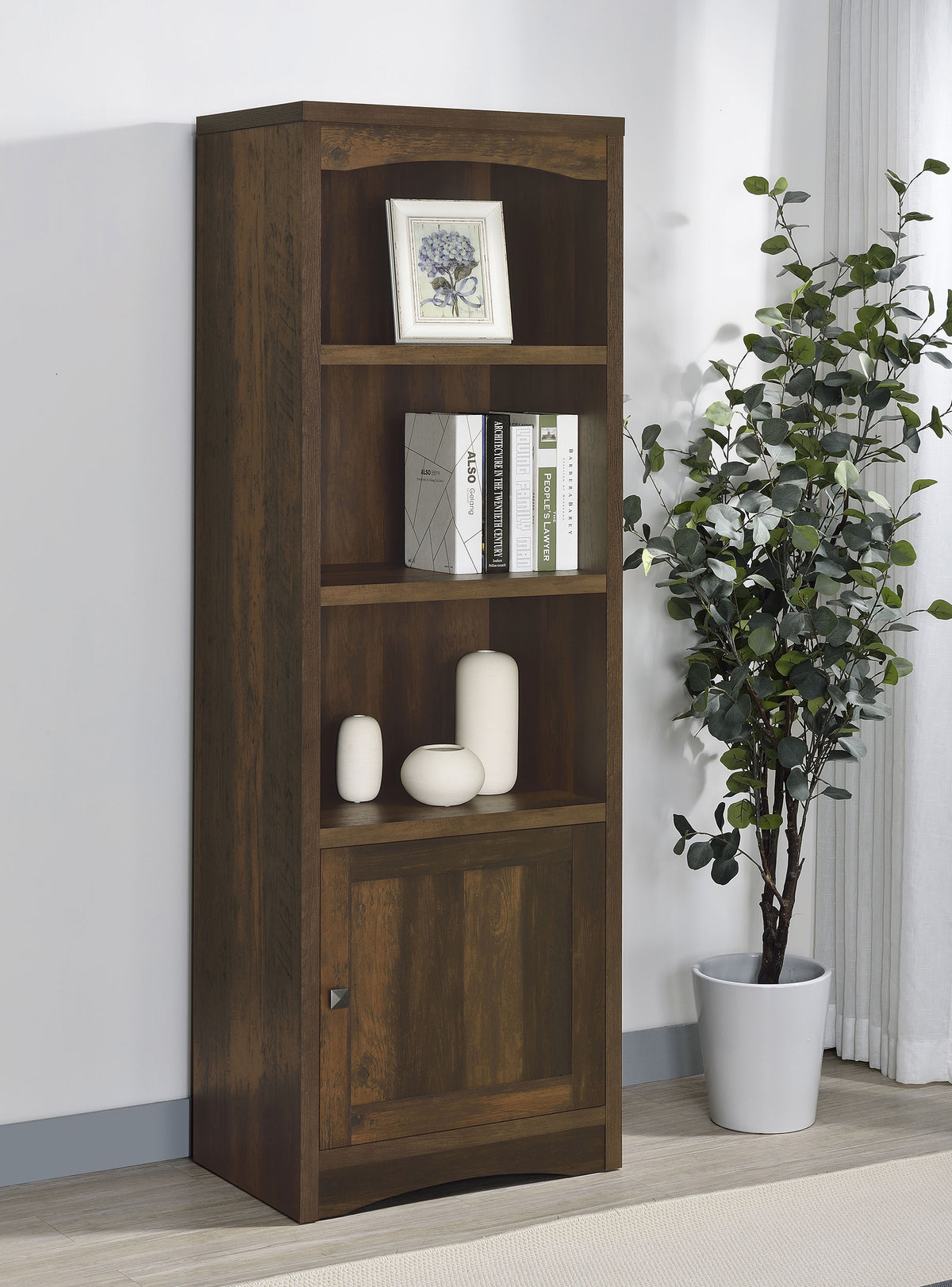 Laughlin 78" TV Stand & Entertainment Center with Media Towers - Adjustable Shelves in Dark Pine - lifestyle
