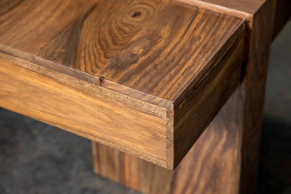 Samira 36" Square Solid Sheesham Wood Coffee Table - Natural Finish with Geometric Detailing – view 9
