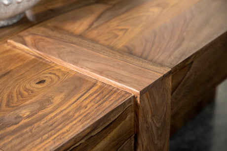 Samira 36" Square Solid Sheesham Wood Coffee Table - Natural Finish with Geometric Detailing – view 11
