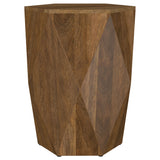 Zalika Hexagonal Solid Mango Wood Coffee Table & End Table - End Table