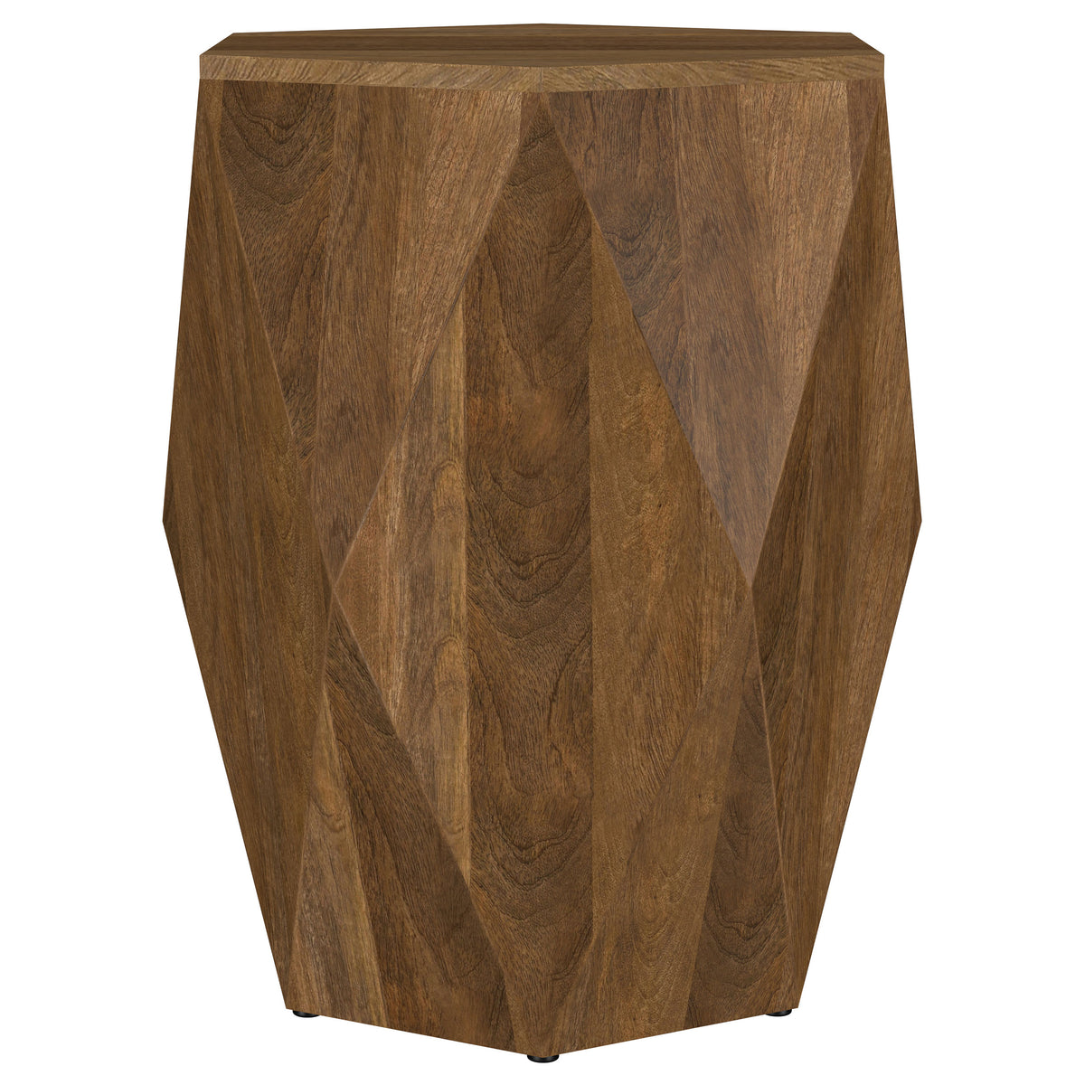 Zalika Hexagonal Solid Mango Wood Coffee Table & End Table - Faceted Natural Finish, Table Sets – view 10