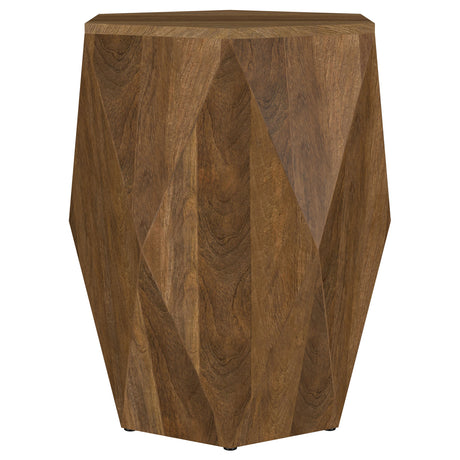 Zalika Hexagonal Solid Mango Wood Coffee Table & End Table - Faceted Natural Finish, Table Sets – view 10