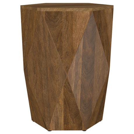 Zalika Hexagonal Solid Mango Wood Coffee Table & End Table - Faceted Natural Finish, Table Sets – view 16