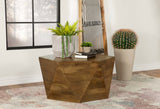 Zalika Hexagonal Solid Mango Wood Coffee Table & End Table - Faceted Natural Finish, Table Sets – view 1