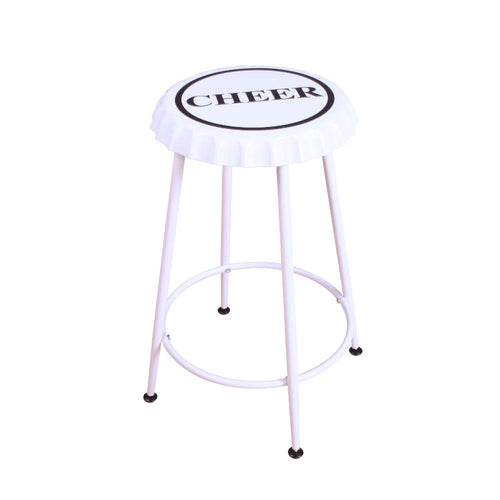 Mant Counter Height Stools (Set of 2) - Bottle Cap Seat & Footrest in White