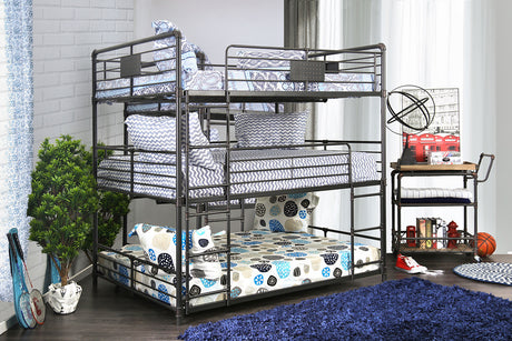 Olga Industrial Metal Bunk Beds - Triple Twin, Triple Full, Full over Full or Queen over Queen in Antique Black - 7302273cd851e8e3039625423fabebb763eb6e41_CM_BK912F_1_Z_1