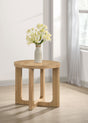 Kessler Round Sculptural Coffee & End Tables - Intersecting Curved Base in Light Oak – view 2