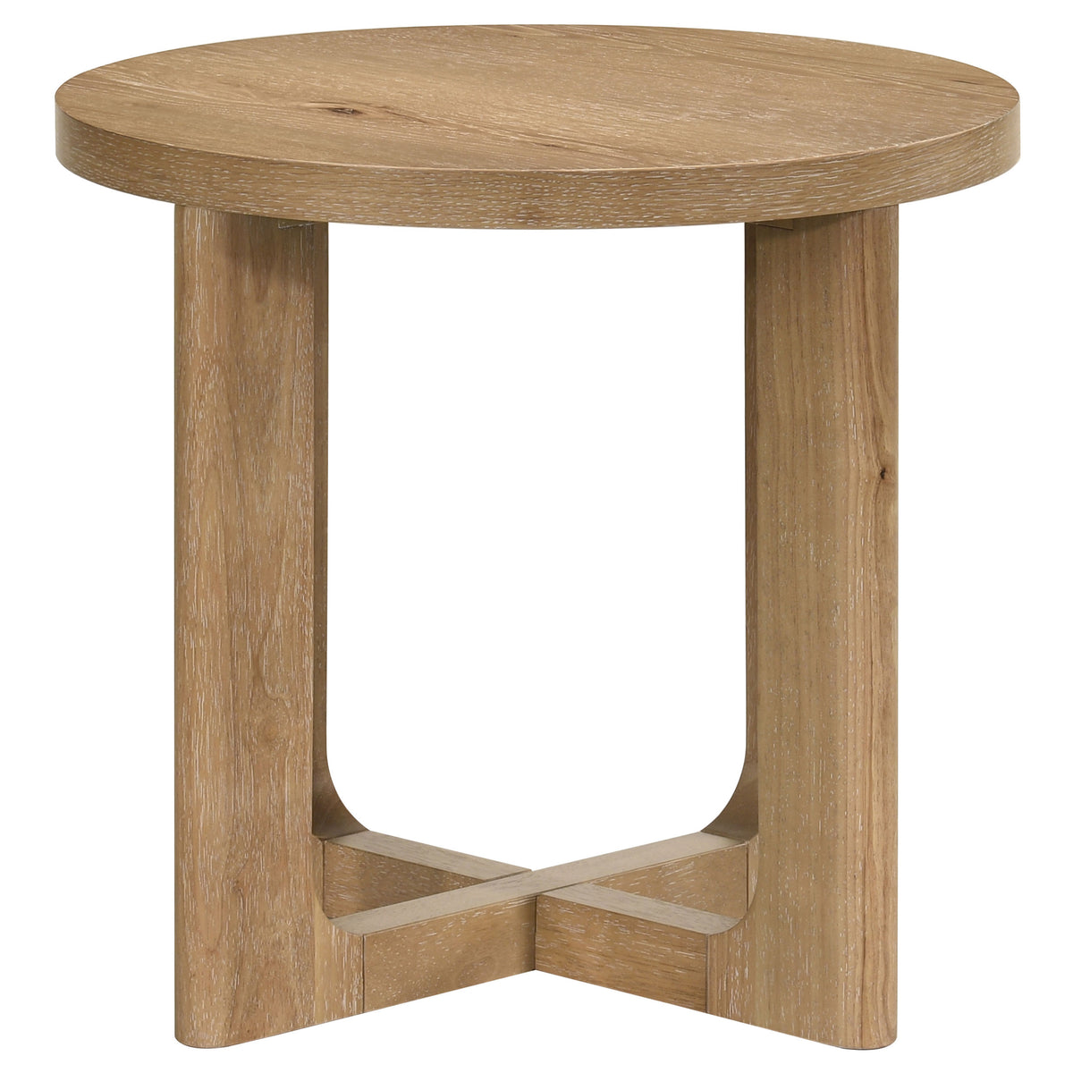 Kessler Round Sculptural Coffee & End Tables - Intersecting Curved Base in Light Oak – view 14
