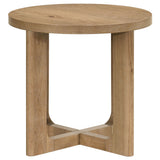 Kessler Round Sculptural Coffee & End Tables - Intersecting Curved Base in Light Oak – view 14