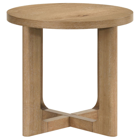 Kessler Round Sculptural Coffee & End Tables - Intersecting Curved Base in Light Oak – view 15
