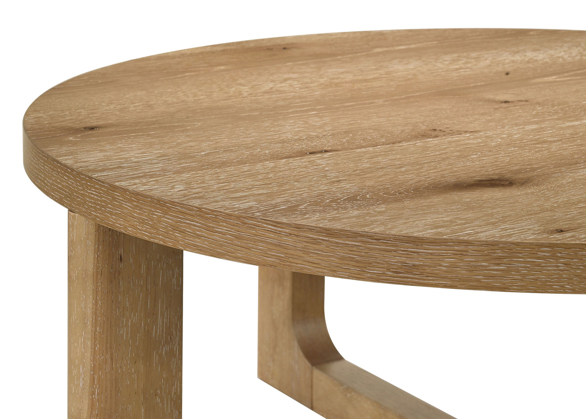 Kessler Round Sculptural Coffee & End Tables - Intersecting Curved Base in Light Oak – view 17