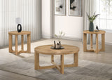 Kessler Round Sculptural Coffee & End Tables - Intersecting Curved Base in Light Oak – view 20