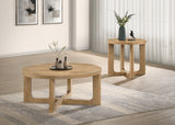Kessler Round Sculptural Coffee & End Tables - 2pcs- Coffee Table + End Table