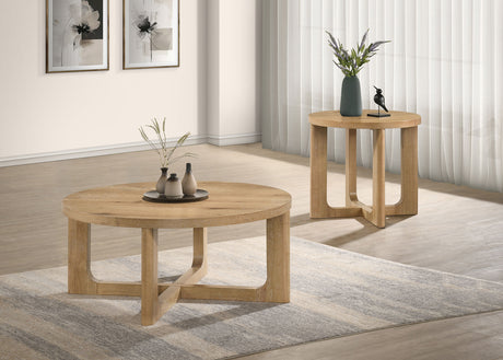 Kessler Round Sculptural Coffee & End Tables - 2pcs- Coffee Table + End Table