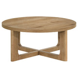 Kessler Round Sculptural Coffee & End Tables - Intersecting Curved Base in Light Oak – view 7