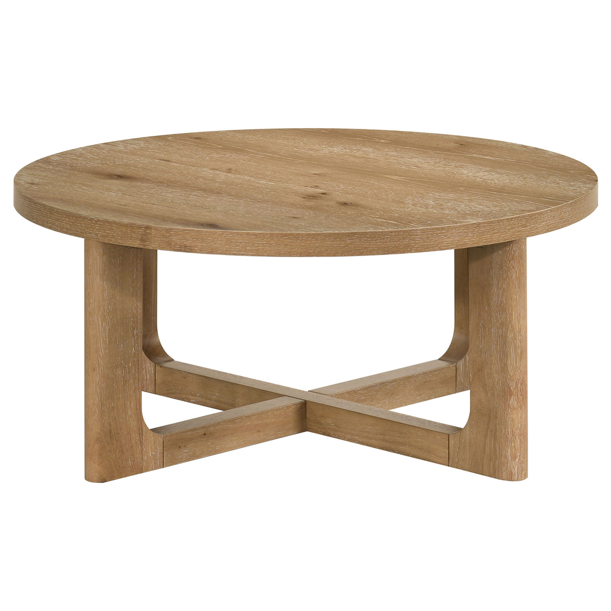 Kessler Round Sculptural Coffee & End Tables - Intersecting Curved Base in Light Oak – view 8