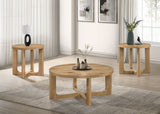Kessler Round Sculptural Coffee & End Tables - Intersecting Curved Base in Light Oak – view 13